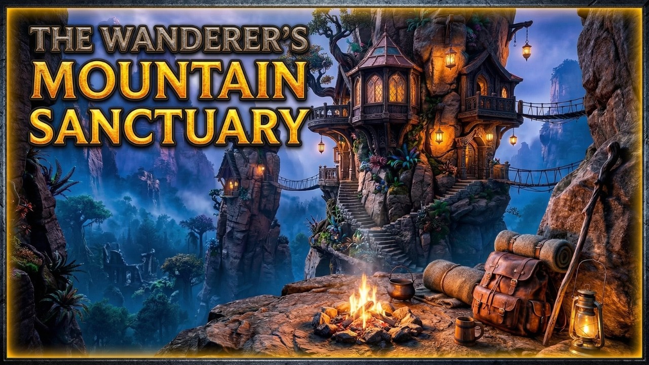 The Wanderer’s Mountain Sanctuary 🌄 Medieval Lute Music & Fantasy Mountain Ambience