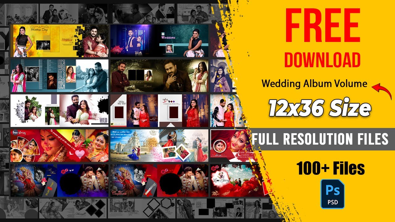 12x36 Wedding DM 100 PSD | Full Resolution | Free Download #design #photoshop #viral #viralvideo