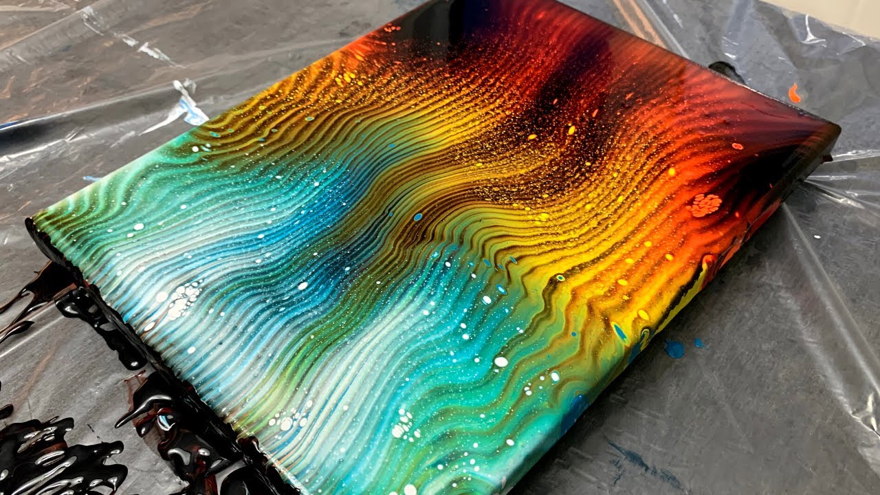 Gorgeous Fiery Orange & Red Swipe | Acrylic Pour Painting Swipe | Abstract Art