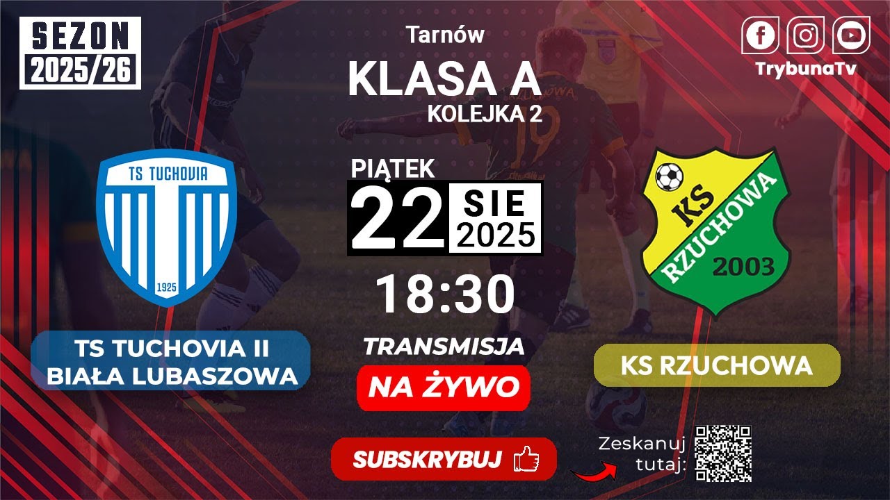 🔴NA ŻYWO!  A KLASA  TARN&Oacute;W!  TS TUCHOVIA II vs KS RZUCHOWA ! 2025/26