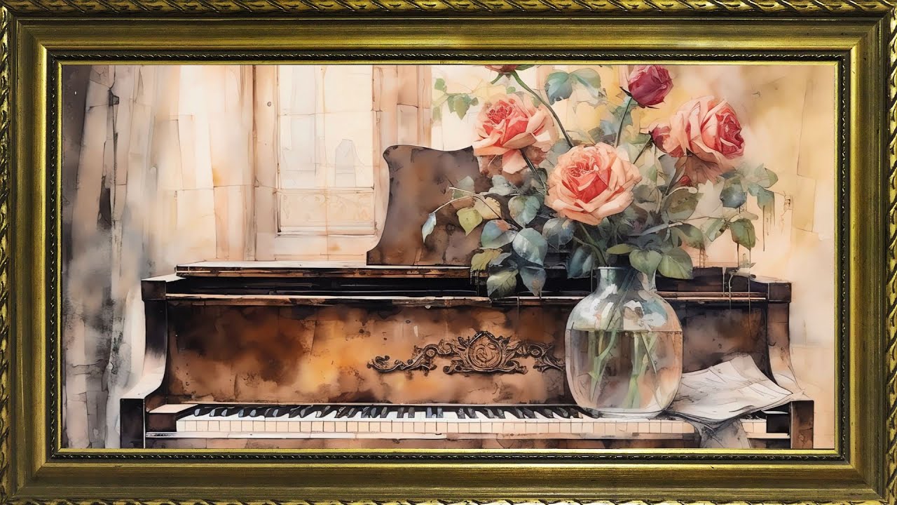 Piano Vase Flowers Painting | 10 Hours Framed Painting | TV Wallpaper