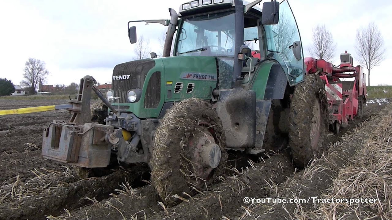 Harvesting potatoes in Holland under very wet conditions
