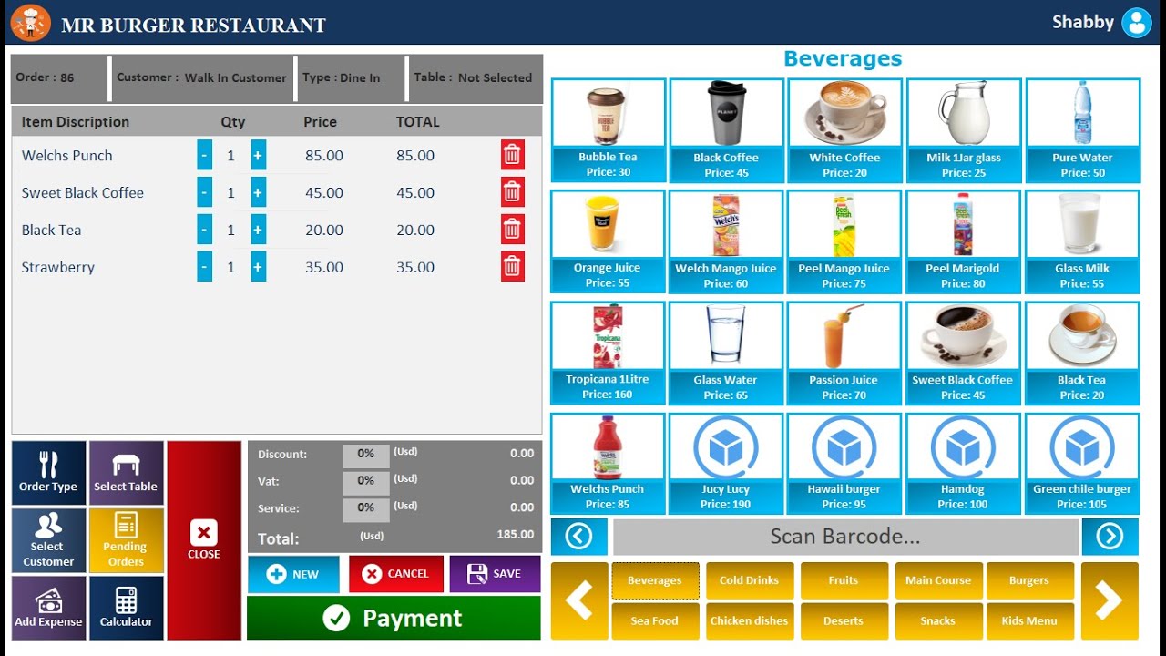 RESTAURANT  POS IN MICROSOFT ACCESS  (With Source Code)