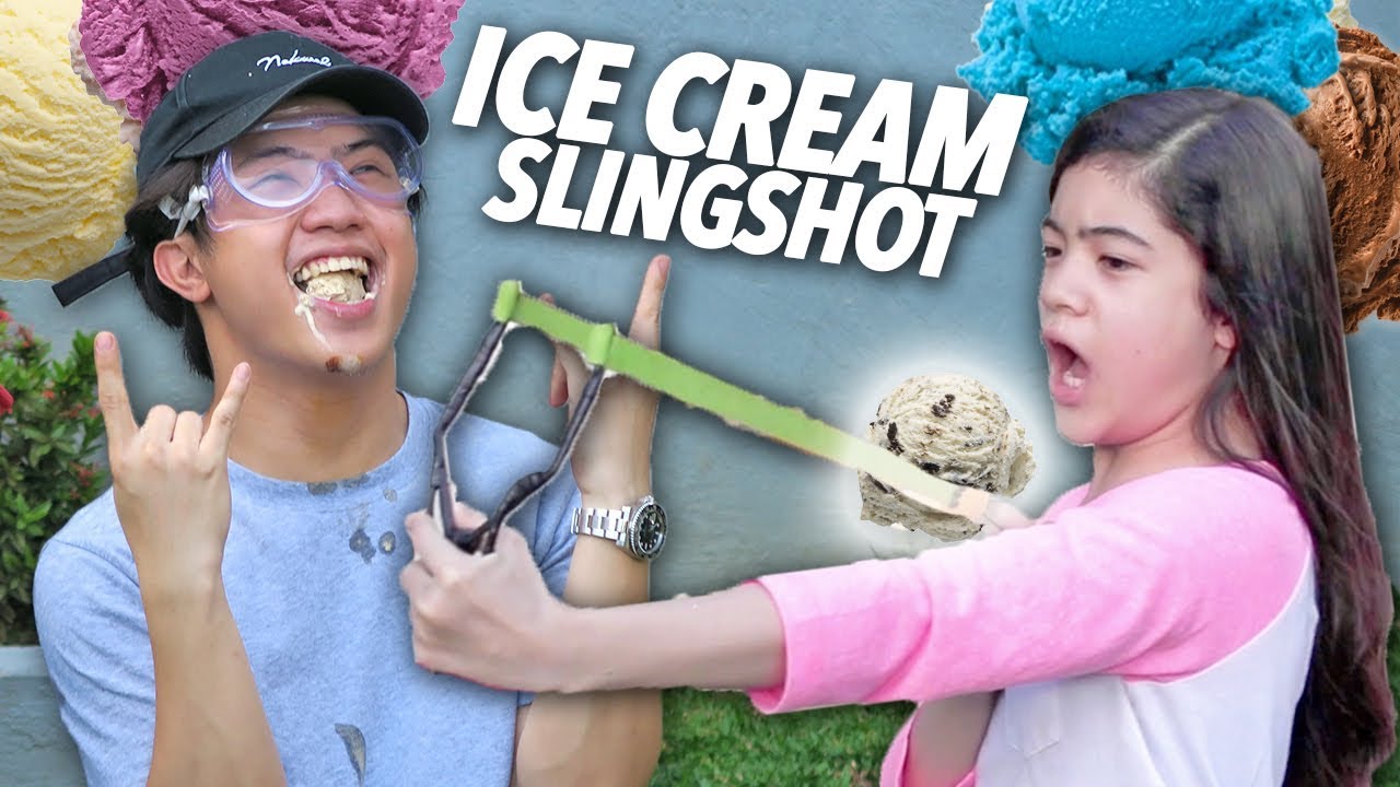 Ice Cream Slingshot Challenge (Hard Catch) | Ranz and Niana