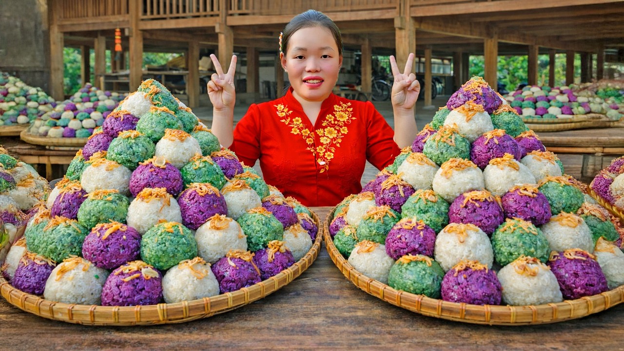 How to Make Seven-Colored Fried Sticky Rice Cakes to Sell at the Market | Trieu Mai Huong