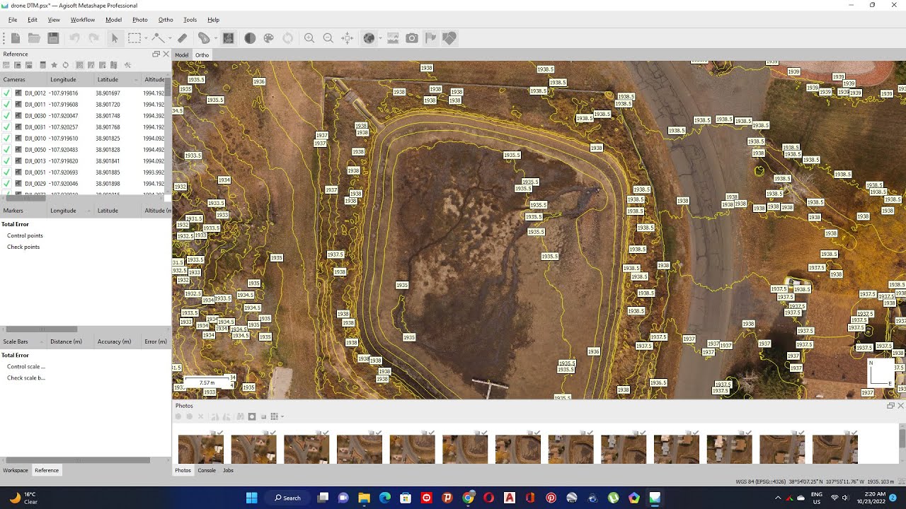 Drone images classify 3d point clouds to generate DTM and contour lines