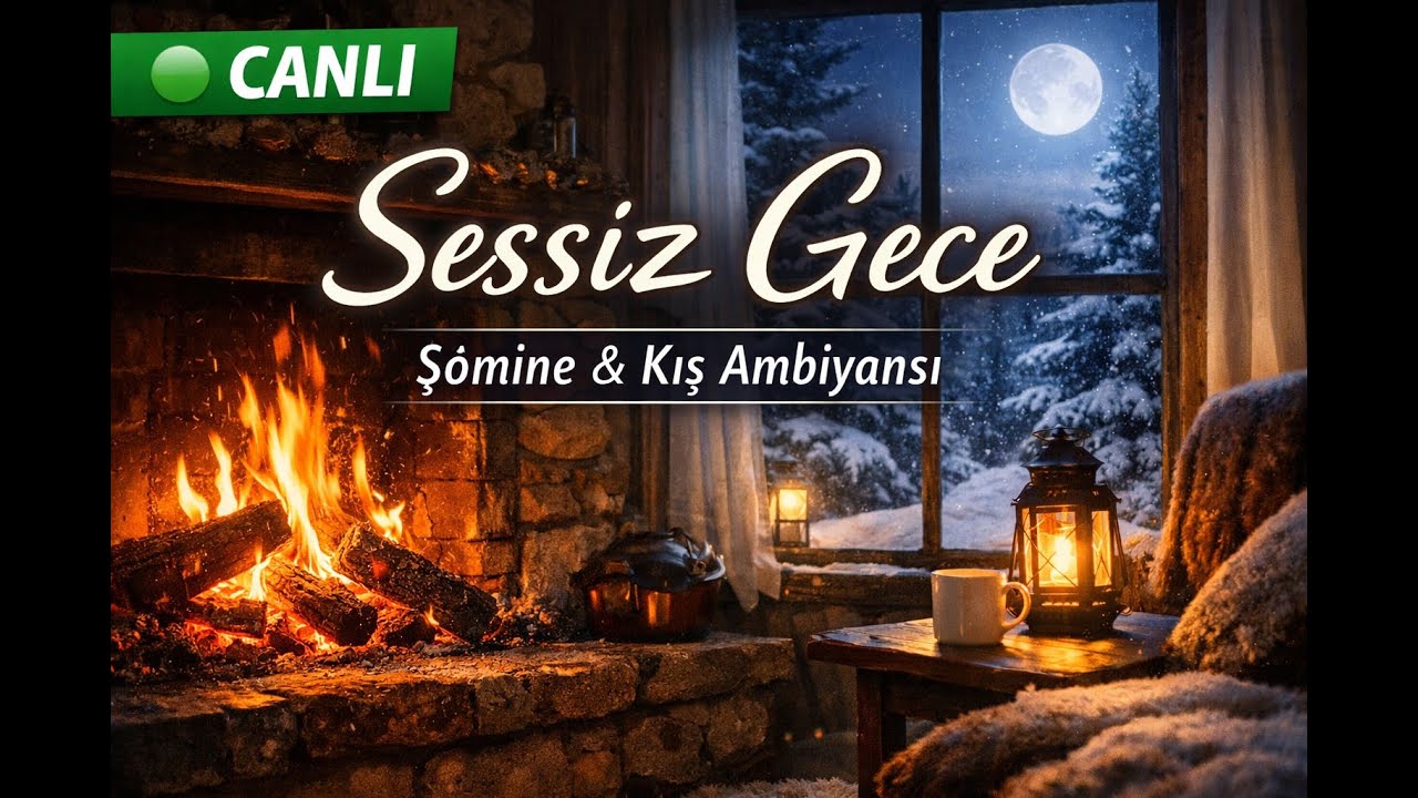 🟢 CANLI | Şömine Ateşi 🔥 | Sessiz Gece & Kış Ambiyansı