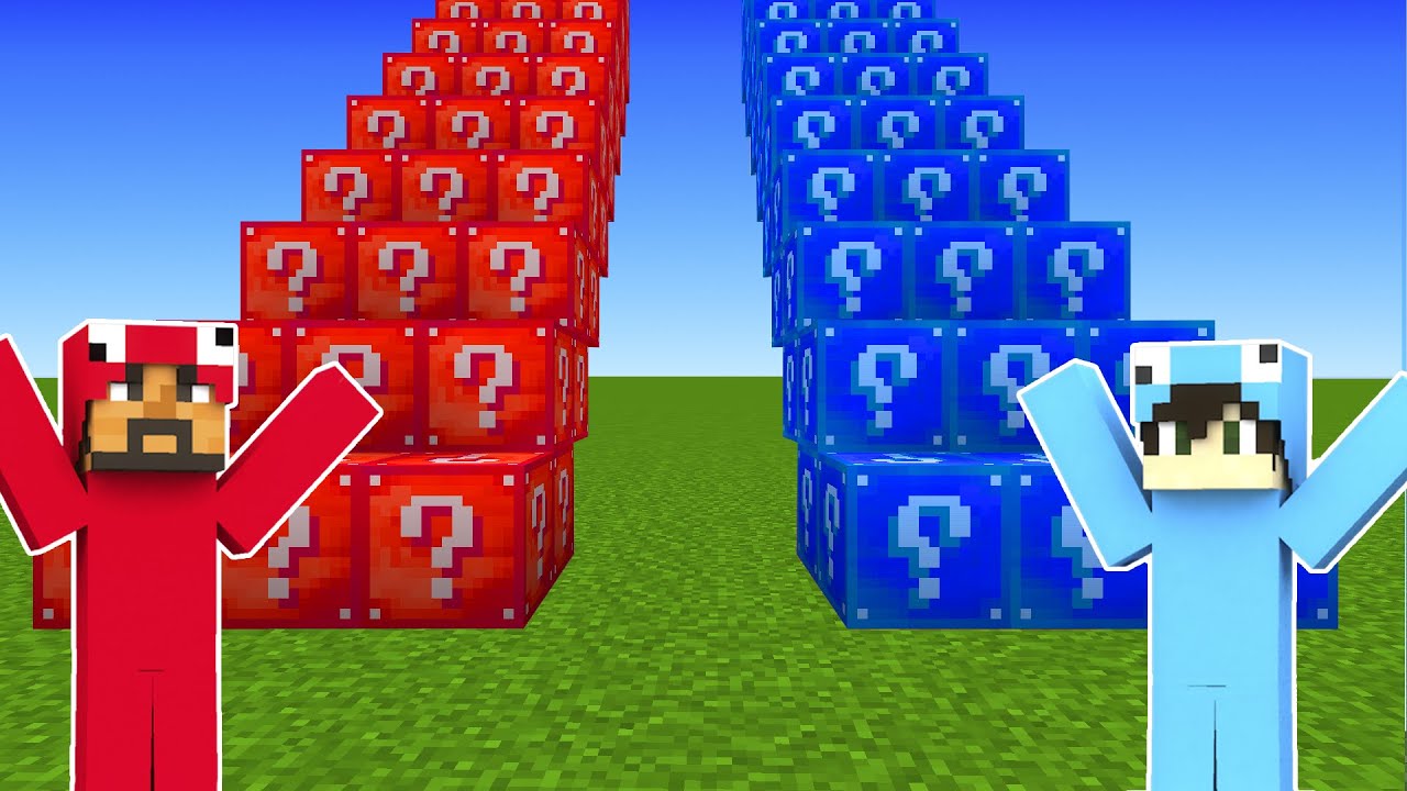 Jugamos en una escalera de LUCKY BLOCKS en Minecraft!