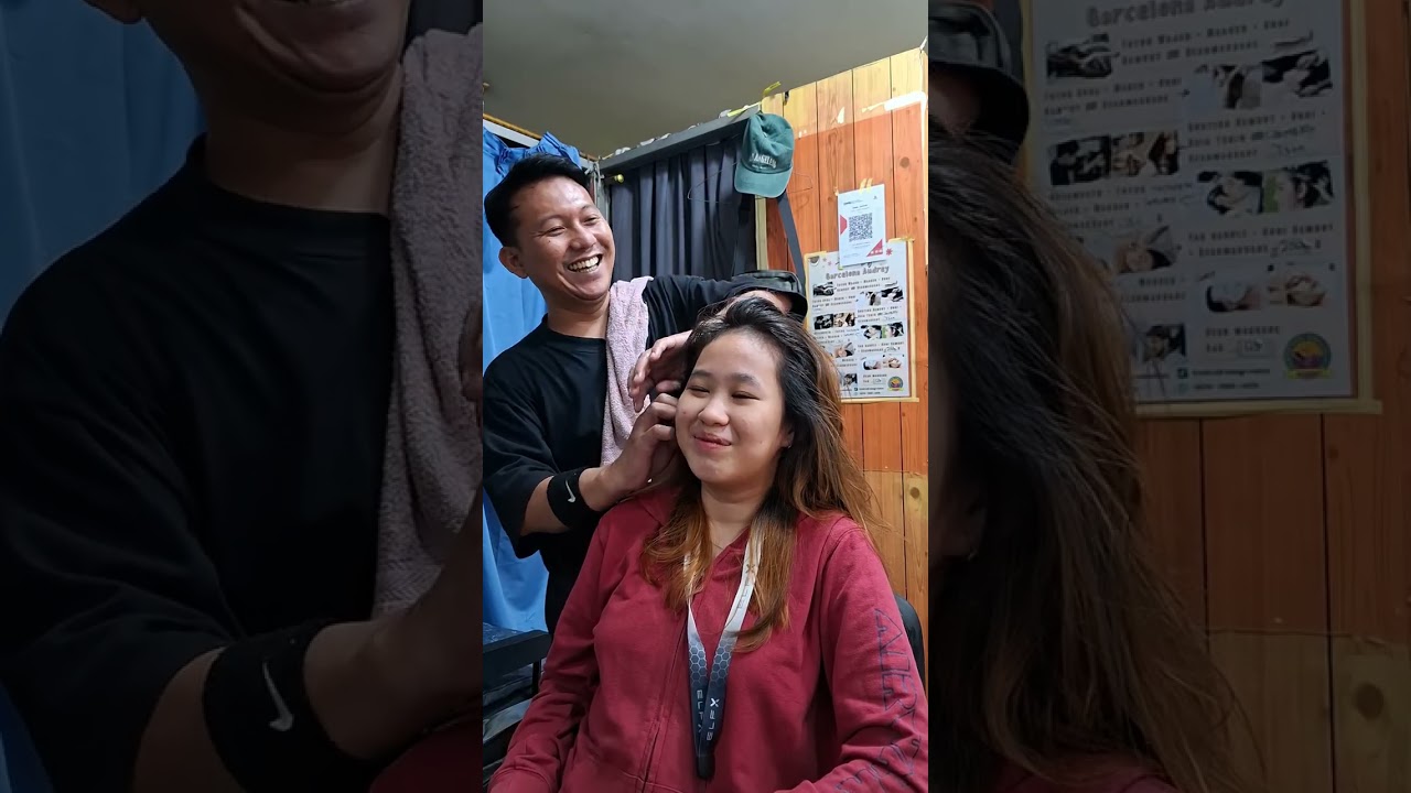 KK NYA DI ANTER COWONYA UNTUK POTONG RAMBUT DI KANCUR AJJ,FREE HEAD MASSAGE