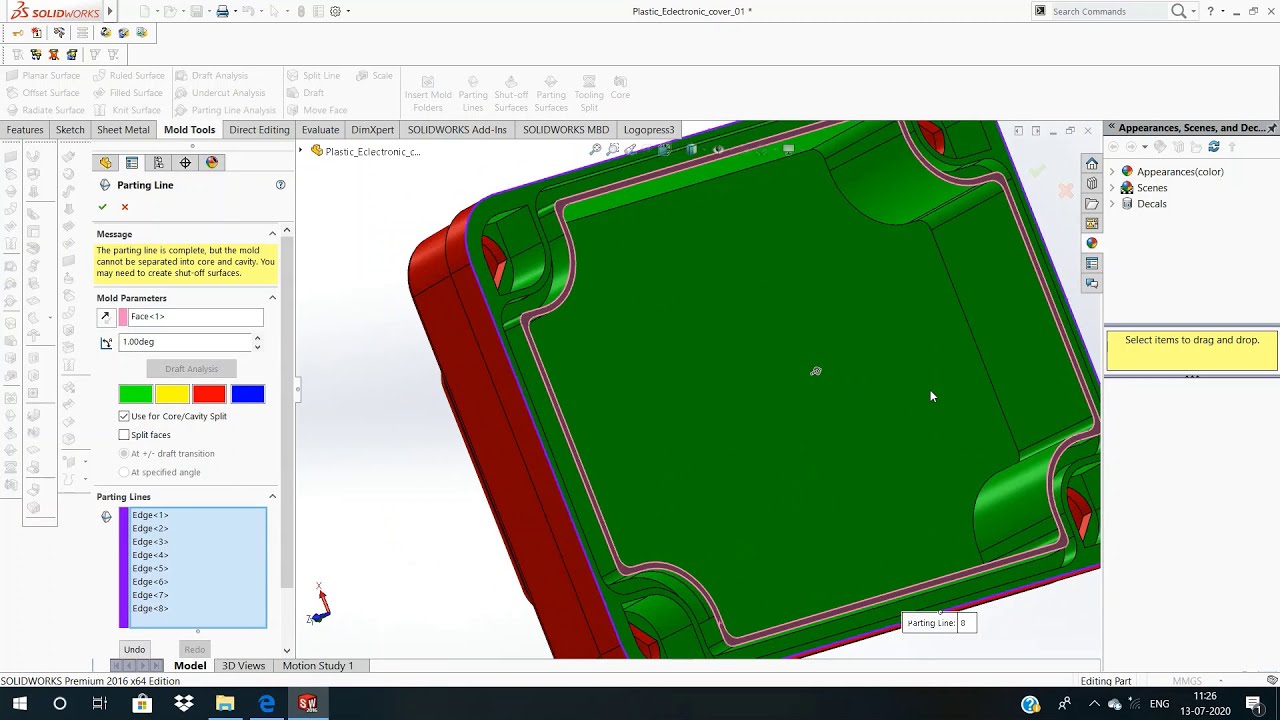 Solidworks Tutorail Mold design core cavity basics