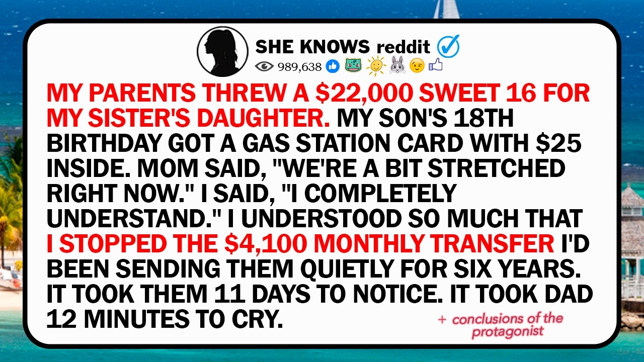 My Parents Threw A $22,000 Sweet 16 For My Sister's Daughter. My Son's 18th Birthday Got A Gas