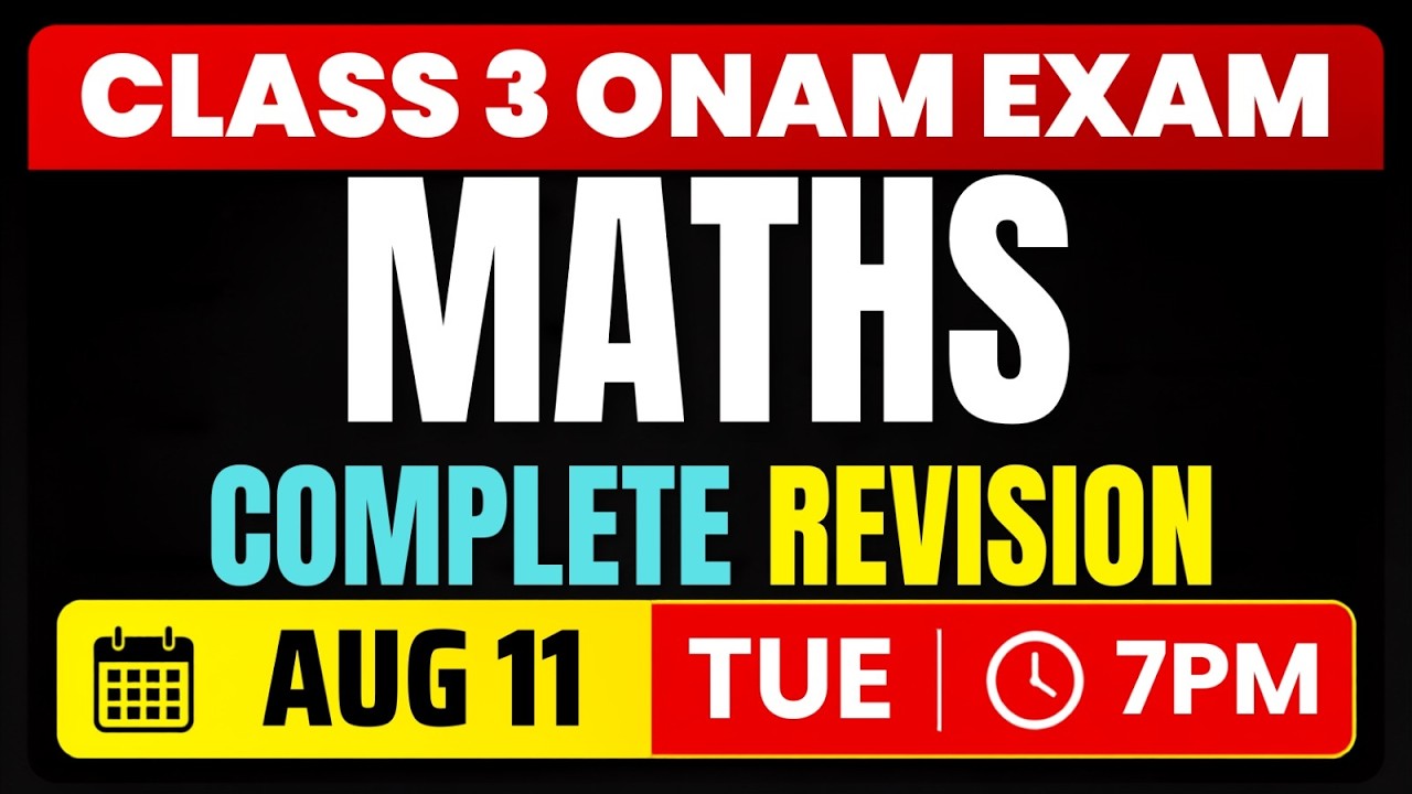 Class 3 Maths | Onam Exam | Complete Revision | Exam Winner