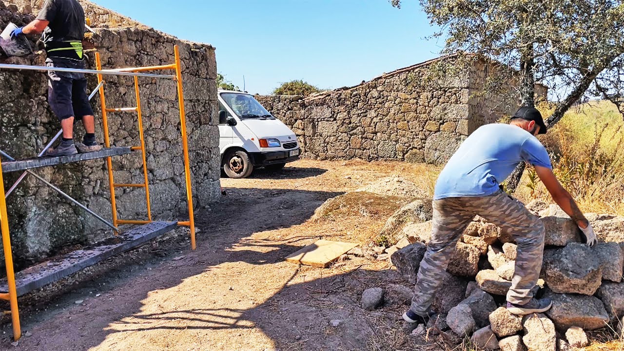 100 Year Old Stone House Restoration | DIY Building Granite Stone Walls  - Ep.8