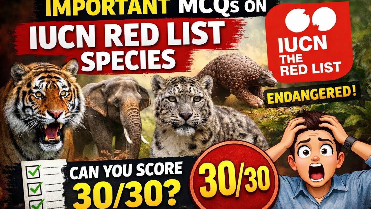 IUCN Red List Species MCQs for JKSSB Forest Guard & Inspector | Important Environment Questions
