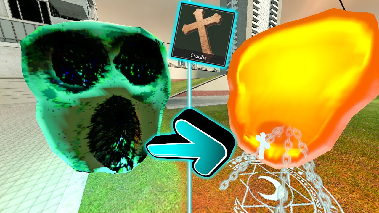 GMOD: THE CRUCIFIX AND ASFR GOLD GUN VS 3D DOORS NPC (Roblox) | Garry's mod