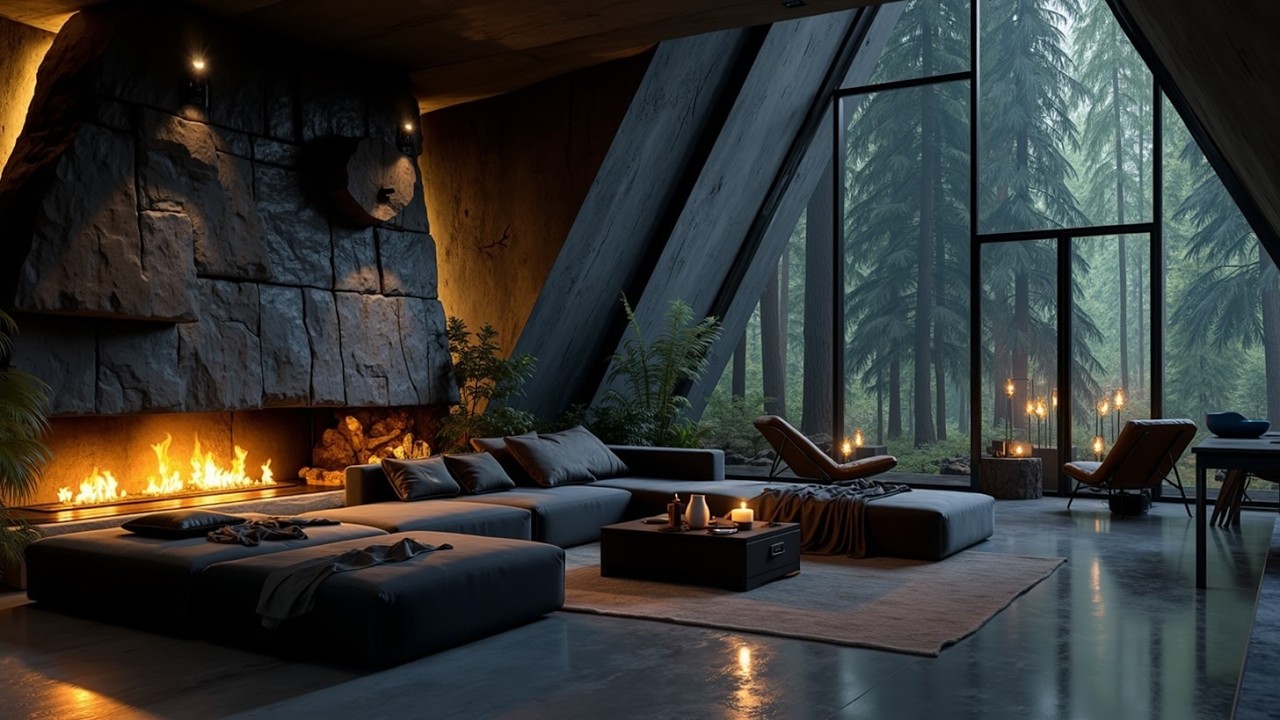Cozy Fireplace Jazz - Relaxing Morning Music in a Luxury Forest Cabin for Focus and Sleep
