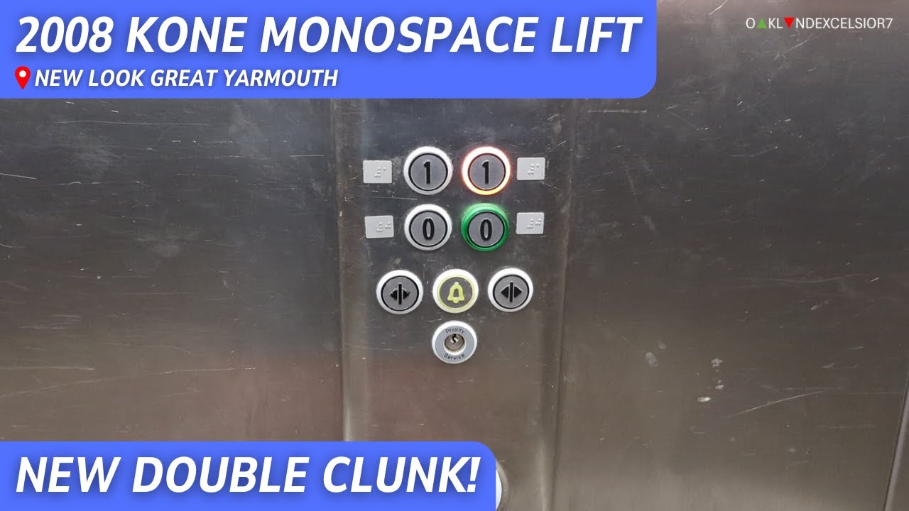 Double Clunk! 2008 KONE MonoSpace Lift at New Look Great Yarmouth