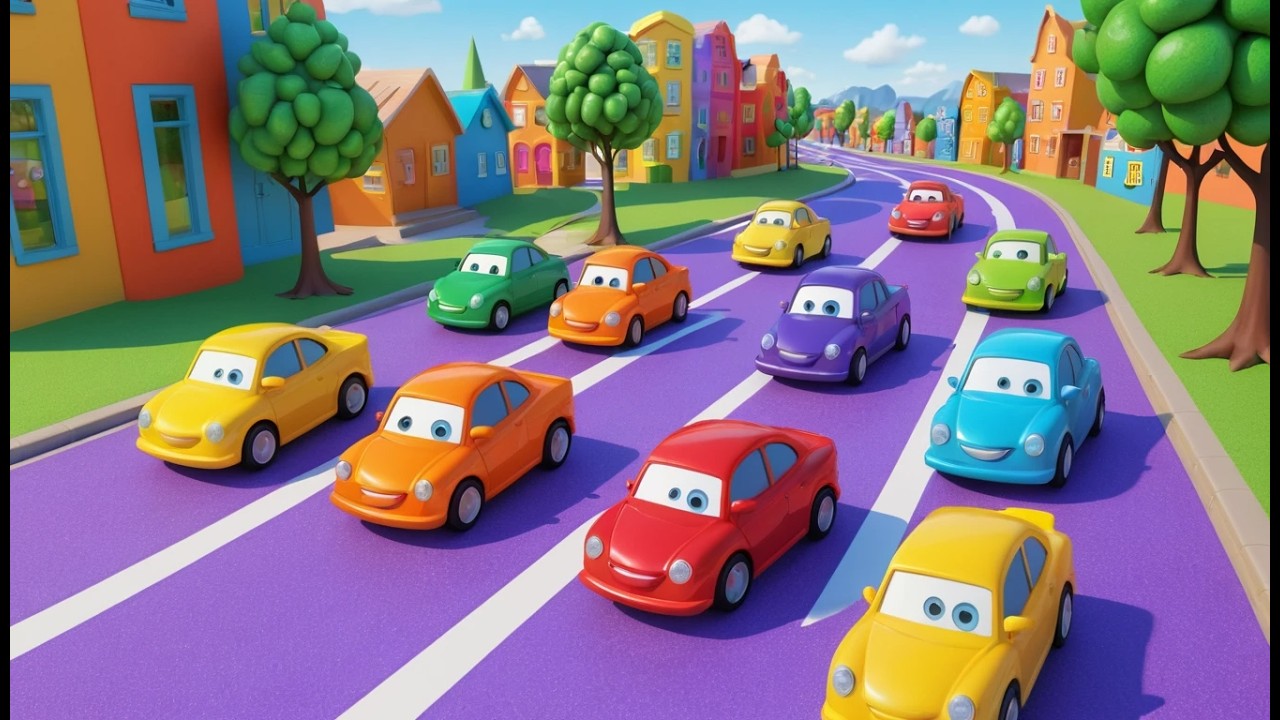 Sechs kleine Autos schleudern, schleudern | Auto-Lied & Verkehrserziehung für Kinder