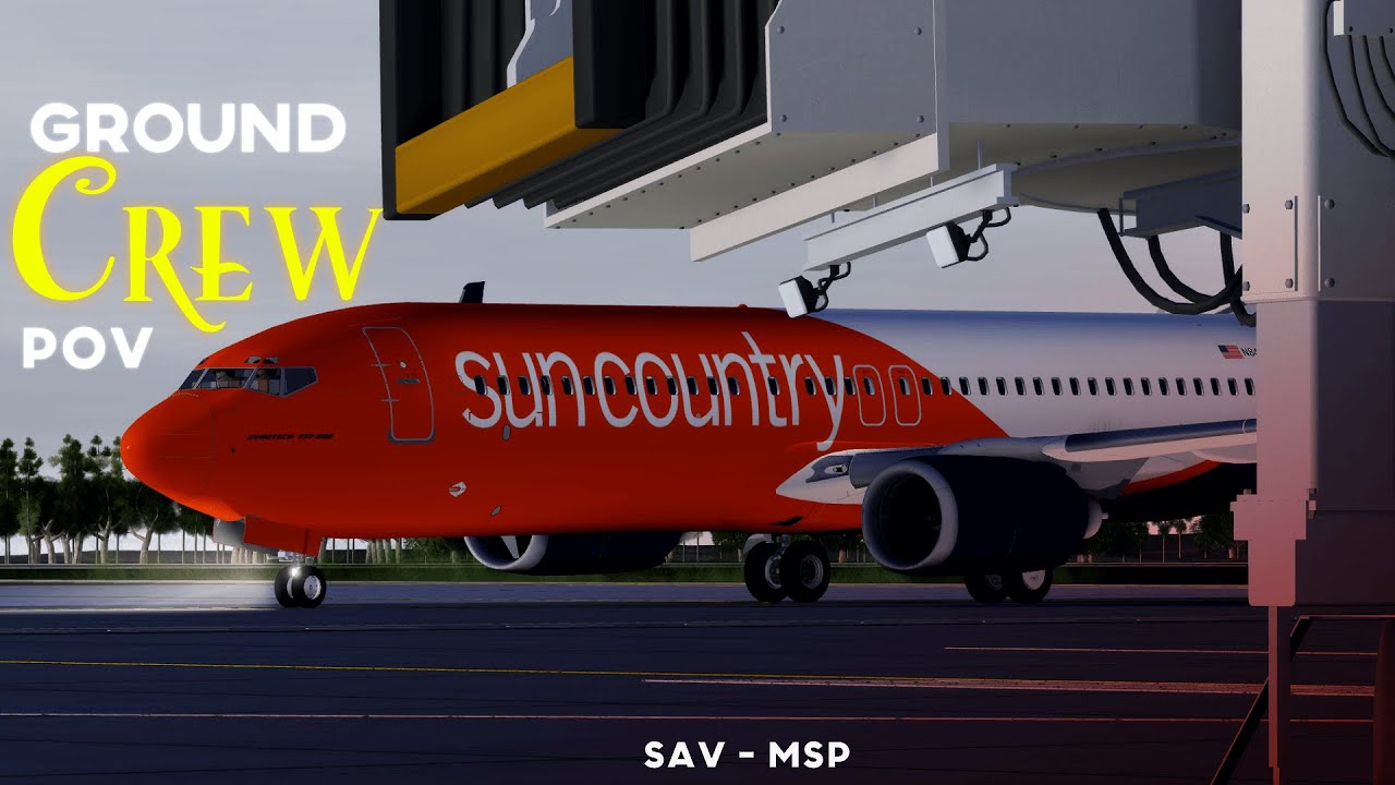 Sun Country Airlines Flight N843SY Full Shift| GROUND CREW SHIFT| ROBLOX|