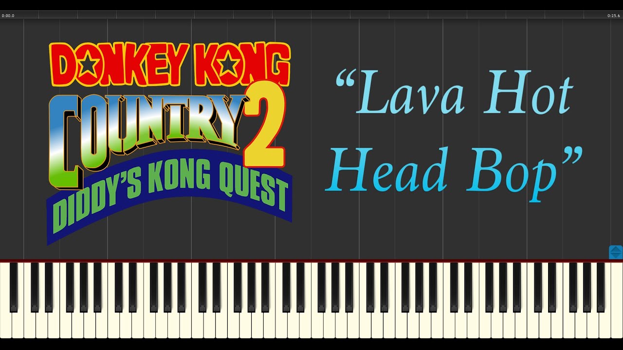 Donkey Kong Country 2: Diddys Kong Quest - Lava Hot-Head Bop (Piano Tutorial Synthesia)