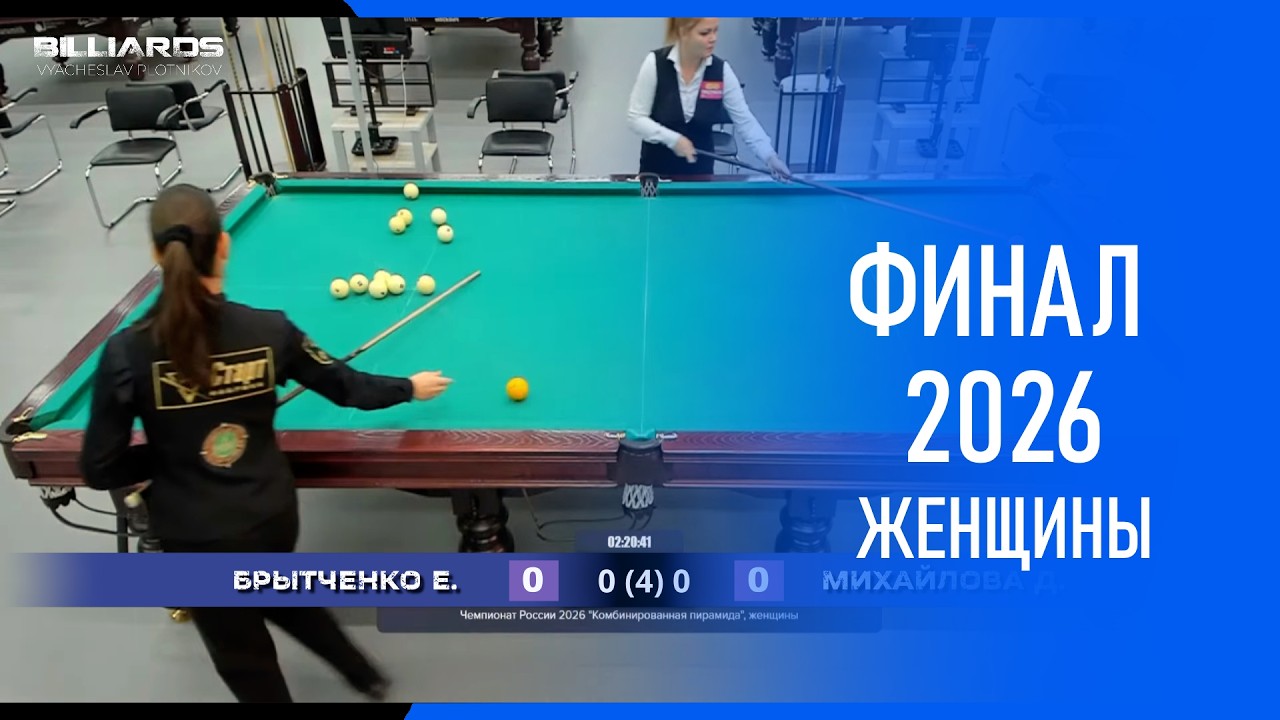 !Финал! ЧР -2026, Брытченко - Михайлова. Бильярд, комбинированная (московская) пирамида. Billiards.