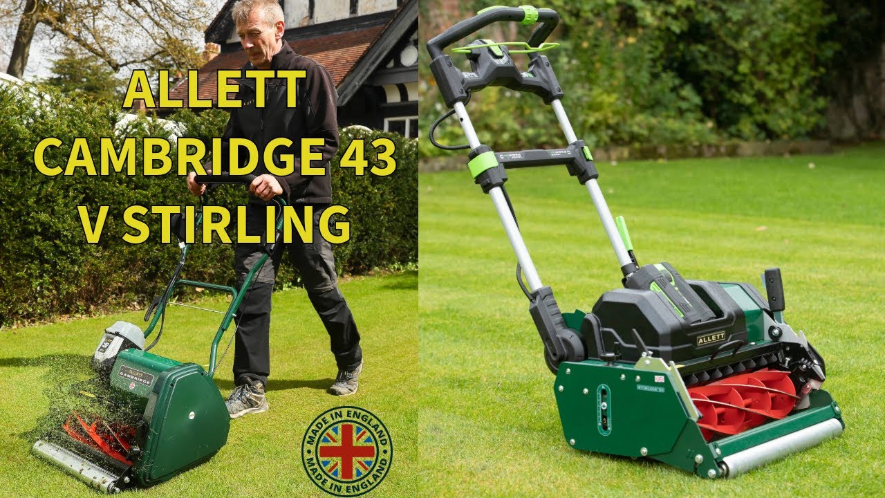 Allett Stirling v Cambridge 43 Battery Cylinder Mower Comparison(4K)