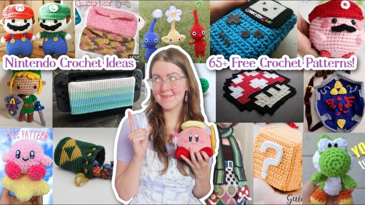 65 идей для вязания крючком от Nintendo с бесплатными схемами! Super Mario Bros, Kirby, Zelda и м...