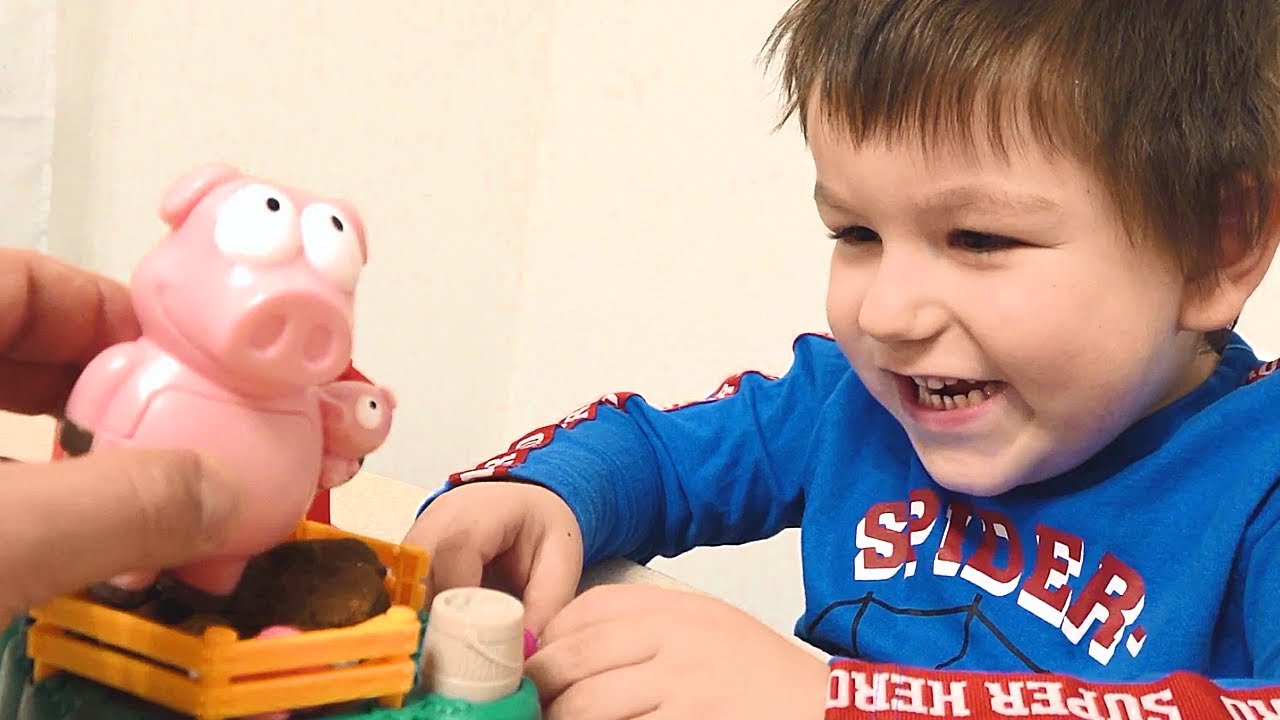 Unboxing Play Doh Animal Crew Pigsley and her Splashin' Pigs Farm Animal Playset