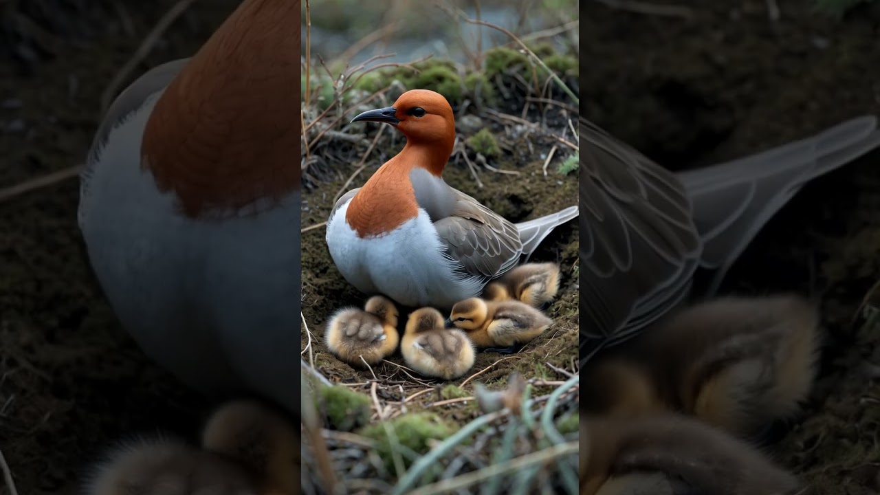 Gniazdo płatonoga rudego: pierścień oddechowy w tundrze #płanogi #ptaki #dzikaprzyroda #ptasie gniazdo #natura