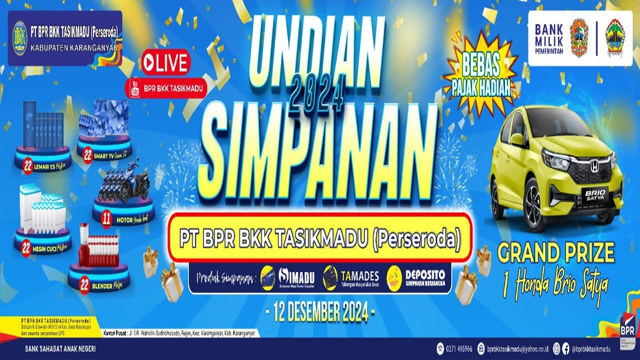 LIVE 12.12 UNDIAN SIMPANAN 2024 PT BPR BKK TASIKMADU (Perseroda )
