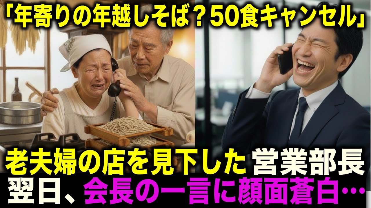 「こんな年寄りの年越しそば、客に出せるか」大晦日目前、老夫婦の蕎麦屋を見下し50人分を直前キャンセルした営業部長—翌日、創業会長の“たった一言”で会社が凍りついた