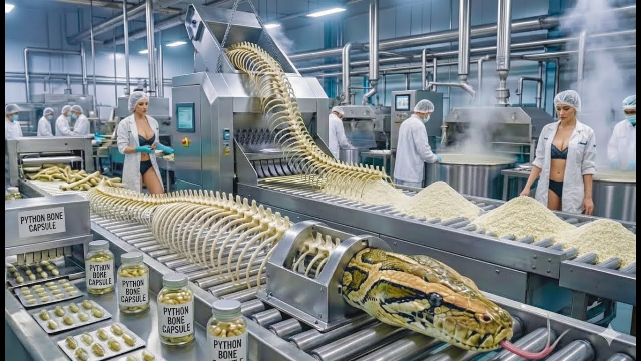 Inside the Modern Snake Skeletons Factory: From Raw Skeletons to Medicine Capsules