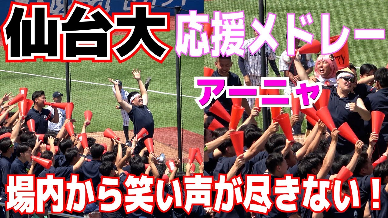 話題の仙台大“勝利の女神”アーニャ登場直後に決勝３ラン！！仙台大 応援メドレー 面白すぎて場内から笑い声が尽きない！「大学野球選手権 2回戦 仙台大 vs 東日本国際大」2023.6.7　野球応援