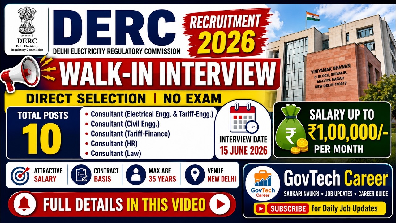 Delhi Electricity Regulatory Commission Recruitment 2026 | ₹1,00,000 Salary Govt Jobs