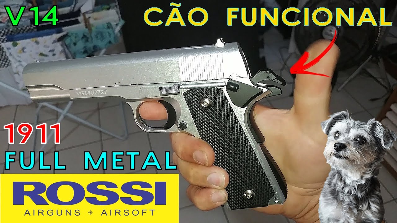 UNBOXING Pistola Pressão 1911 V14 Silver CÃO FUNCIONAL Airsoft FULL METAL Rossi 6m Prata MERCADO LVR