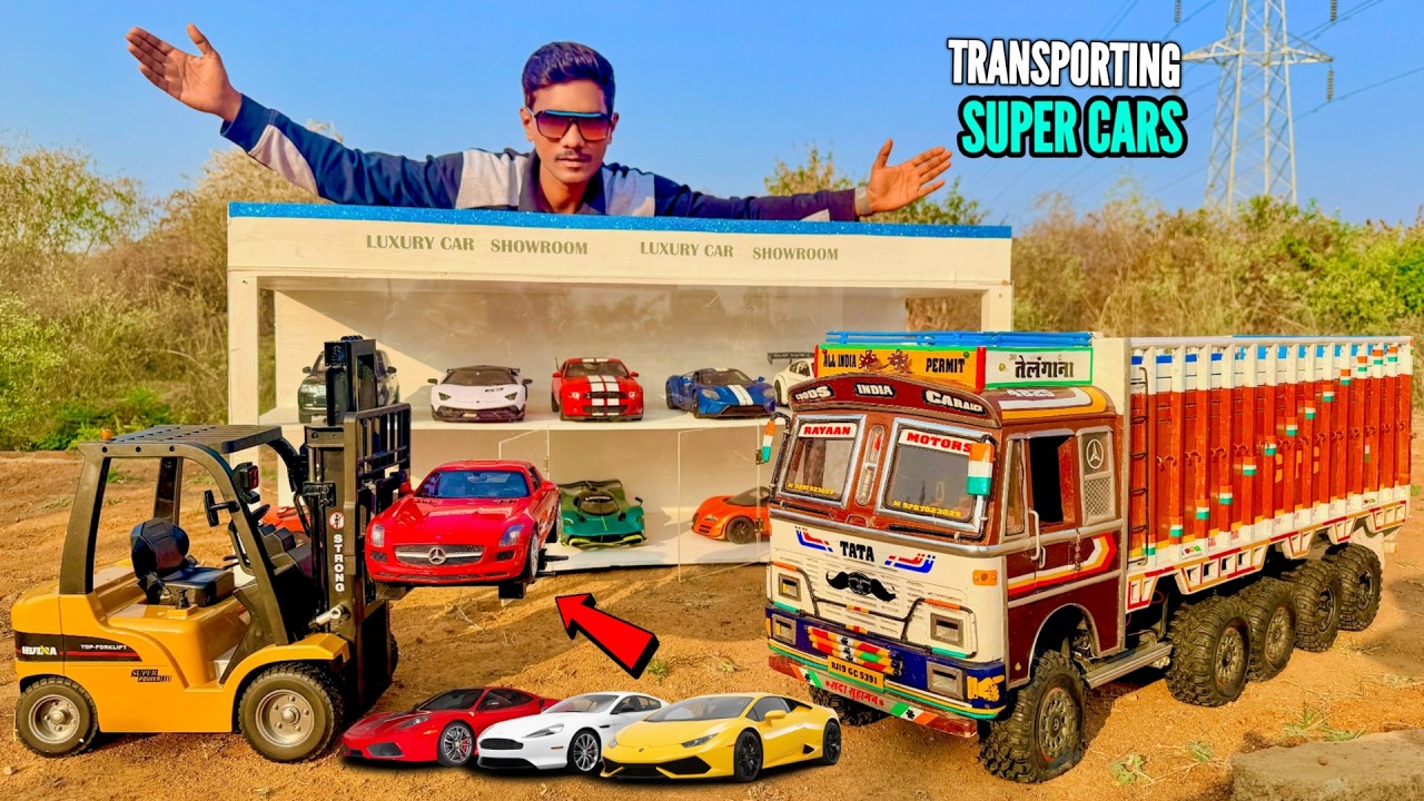 RC Custom TATA 4825 Truck Transporting Super Cars in Heavy Mud  – Chatpat toy tv