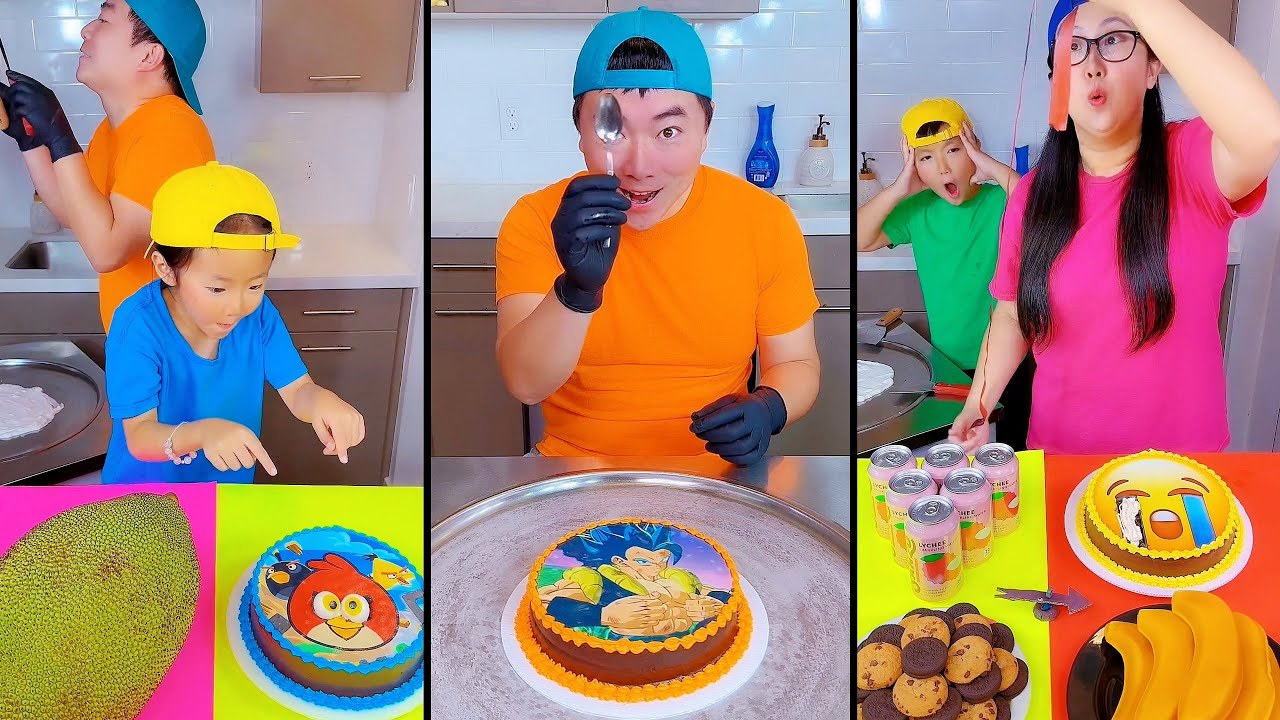 Angry Birds cake vs Emoji cake ice cream challenge!🍨 