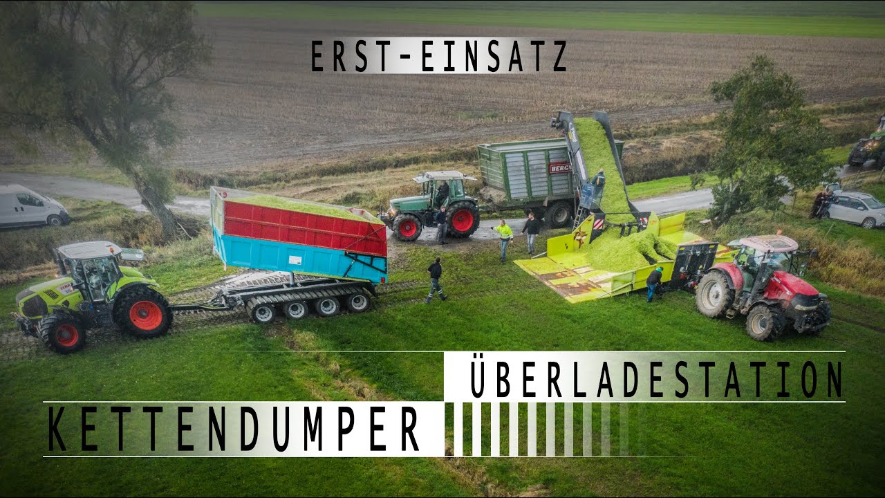 Ersteinsatz | 2 X 4 Achs- KETTENDUMPER - Überladestation und CLAAS Jaguar TT 40.000 Sonderedition
