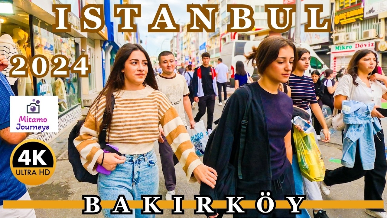 Istanbul Bakirkoy 4K Walking Tour | Turkish Food Center, Cafes, Markets & Malls | October 2024