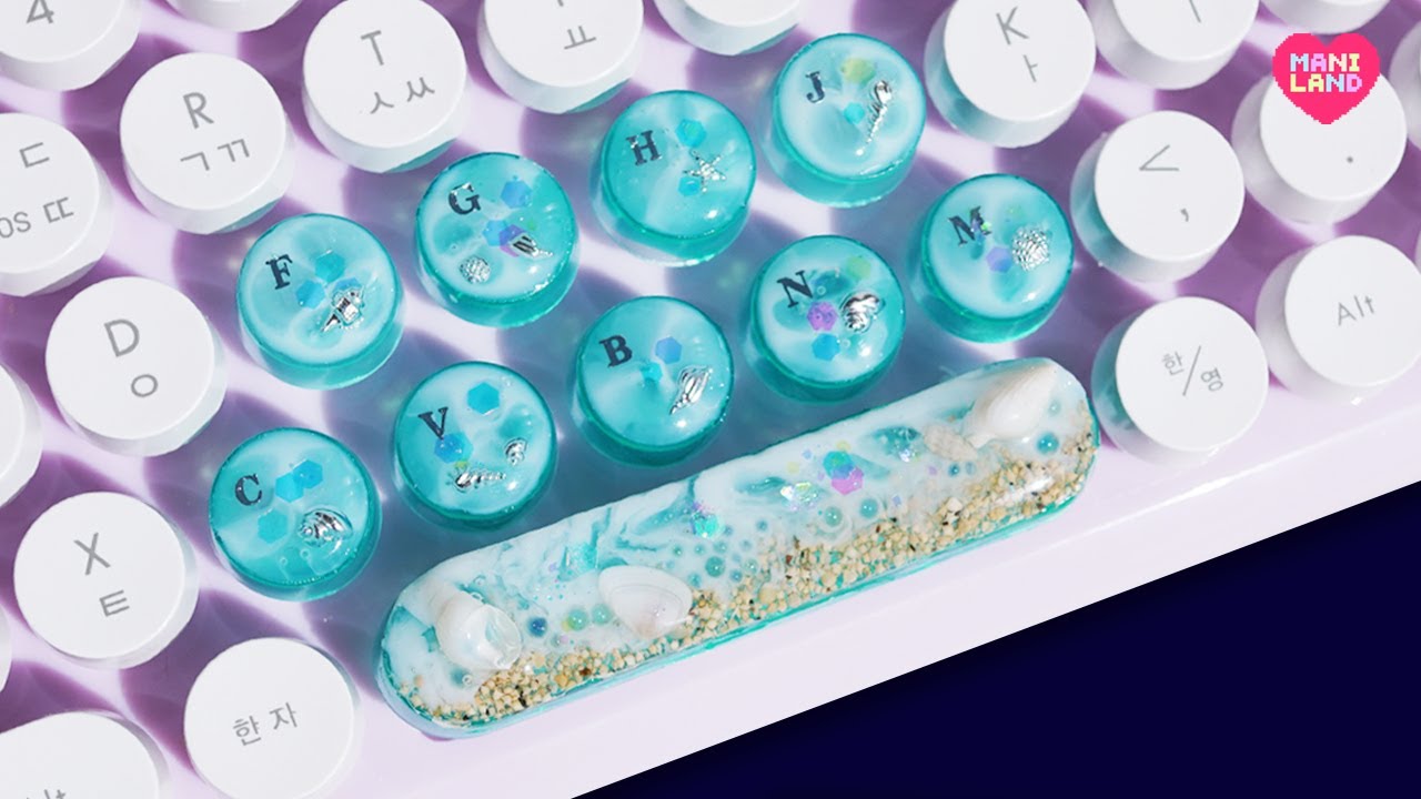 동글동글 바다 조약돌 키캡 레진아트🌊 - Cute Circle Ocean Keycaps Resin Art 레진아트