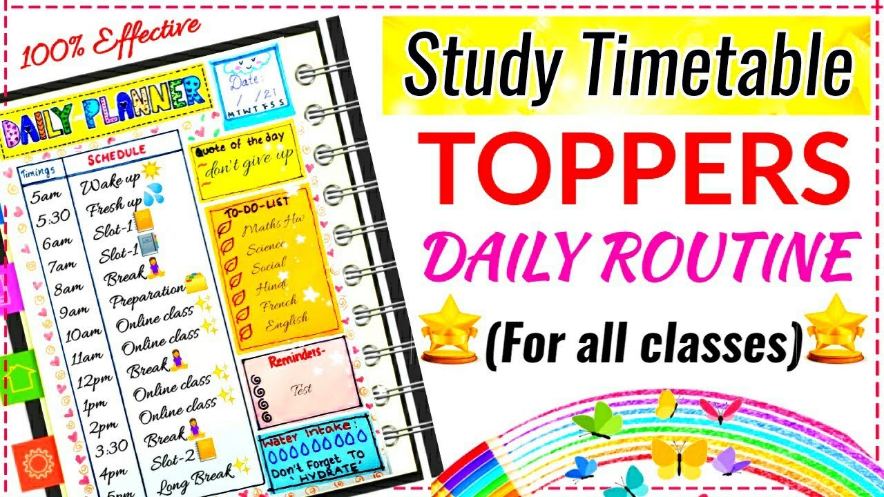 TOPPER STUDENT BEST STUDY TIMETABLE || DAILY STUDY TIMETABLE | FOR ALL CLASSES ||100% EFFECTIVE TIPS
