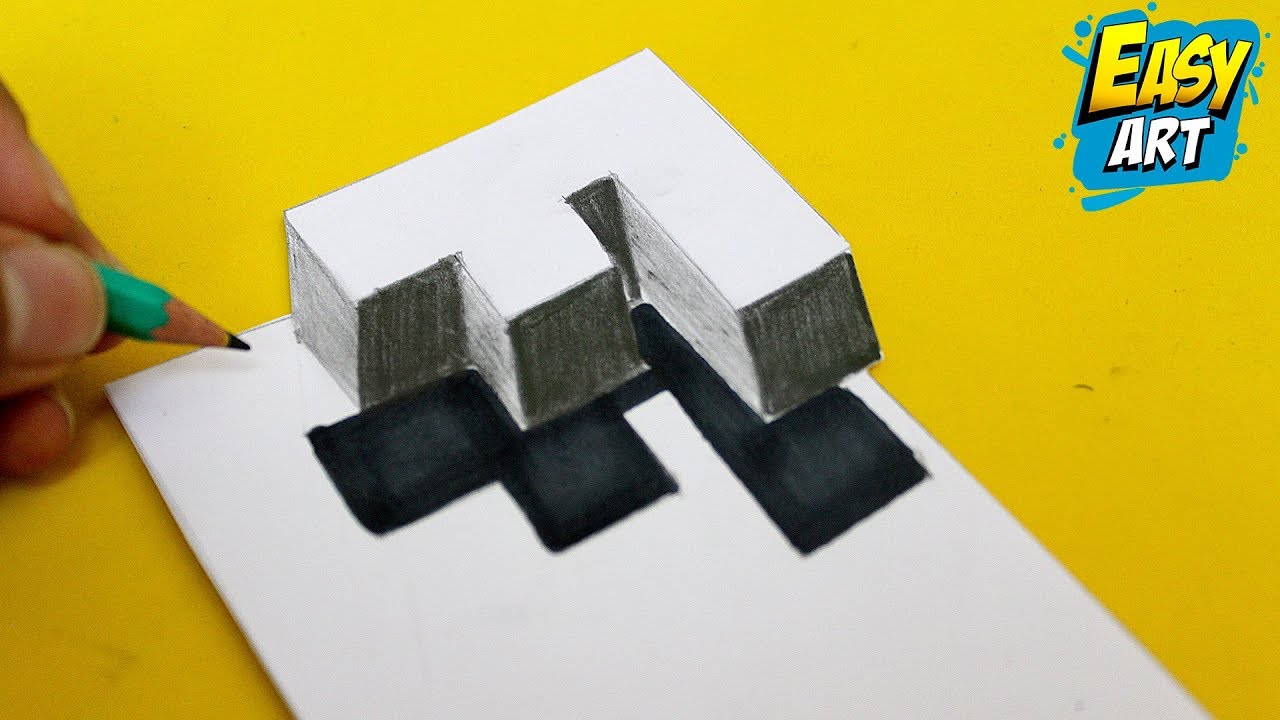 Super Facil - How to draw 3D FLOATING letter f ❤️ Learn to Draw 💚 Cómo dibujar letras en 3D