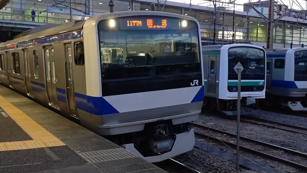 【回1177M】E531系K411編成の回送列車が勝田駅を発車するシーン