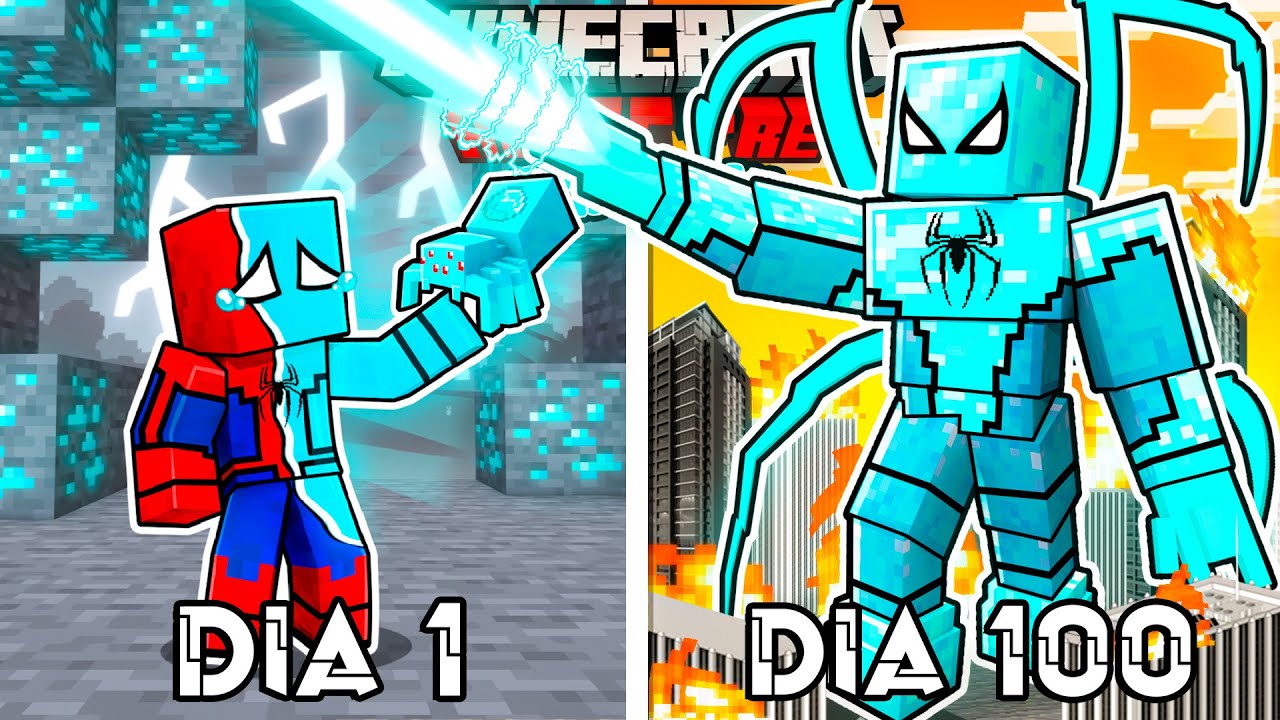 🟥SOBREVIVÍ 100 DÍAS como SPIDERMAN de DIAMANTE en Minecraft HARDCORE!