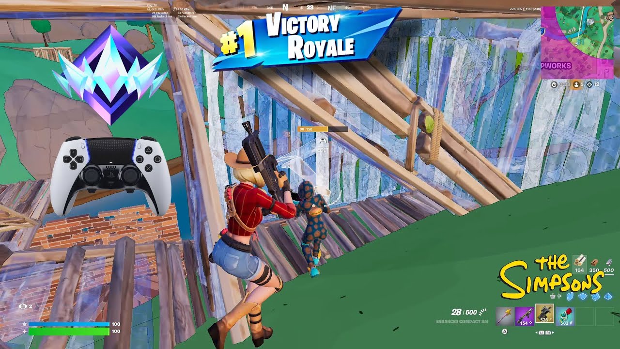 *NEW* Fortnite Simpsons Map Solo Ranked Gameplay! + Best Controller Settings