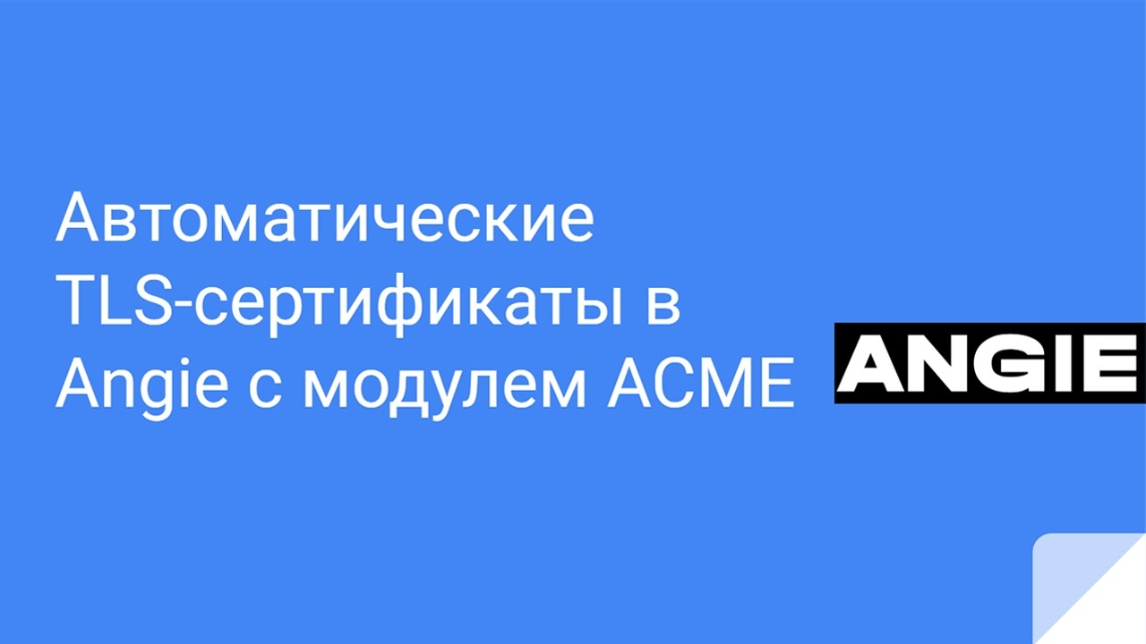 Автоматические TLS-сертификаты в Angie с модулем ACME