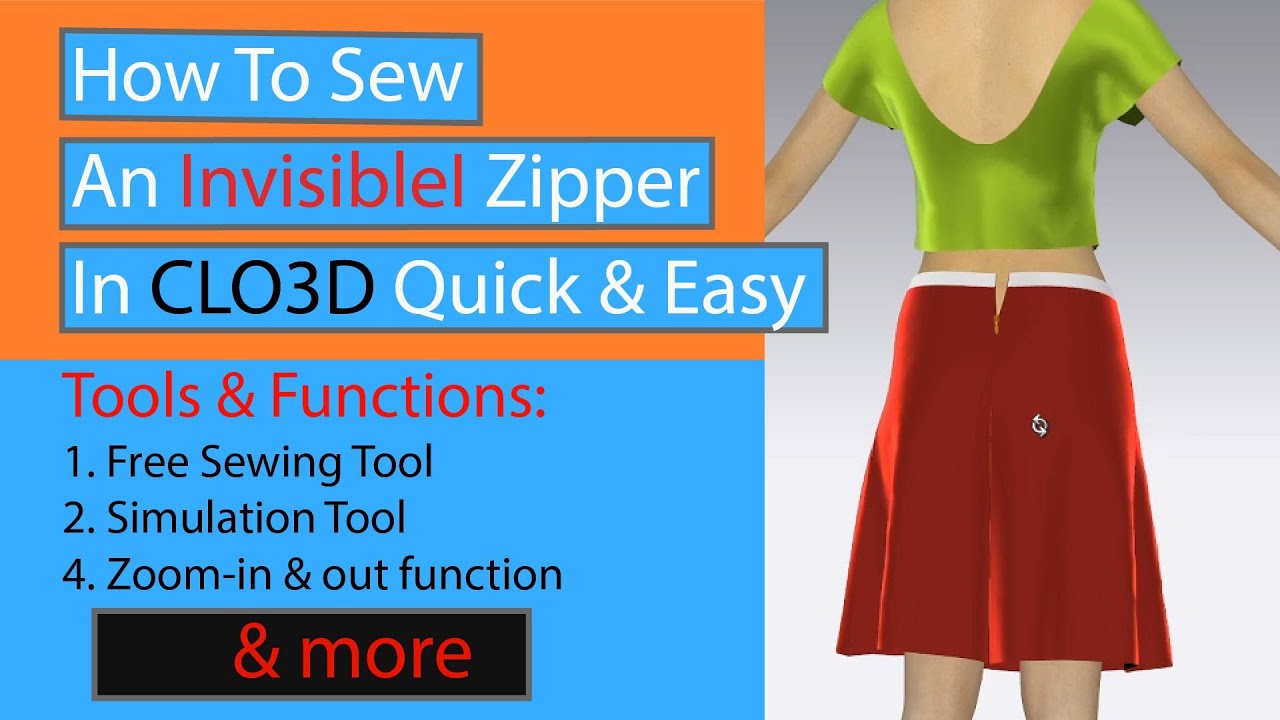 How to sew an invisible zipper in clo 3d quick and easy