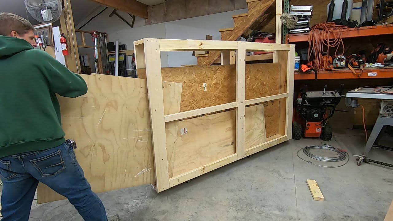 How to store plywood- swing out storage rack