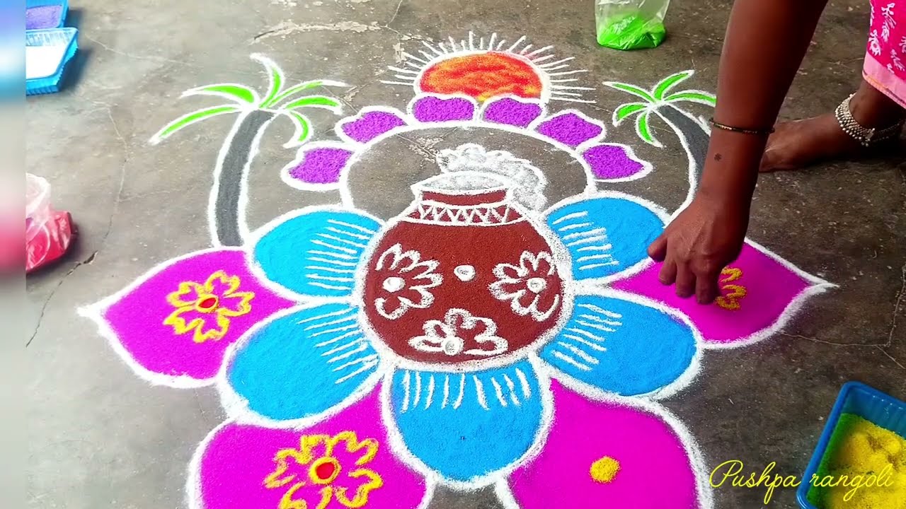 #2026 Pongal rangoli#🌻new designs#🌻indianrangole🌻 #Pongal easy rangoli#🌻1millionviews #1M 🫕