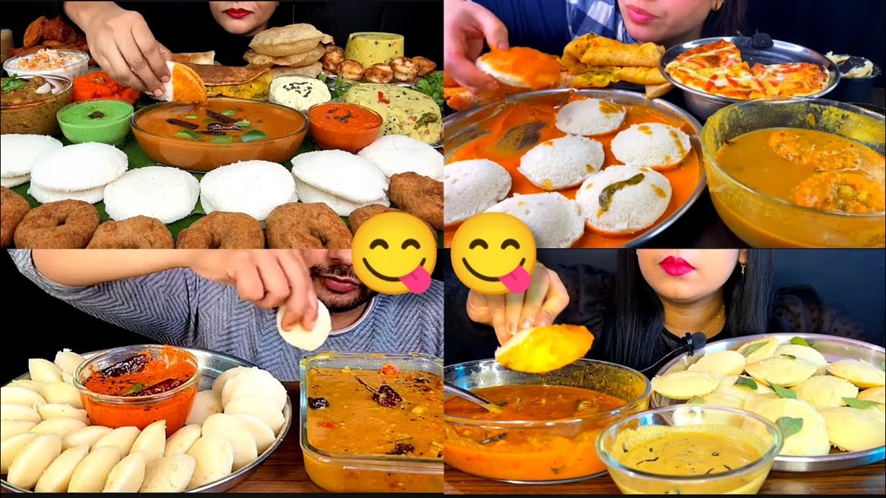 Tasty 😋 Idli sambar and dosa with nariyal chutney eating#south #indianfood #southindianfood #idli 
